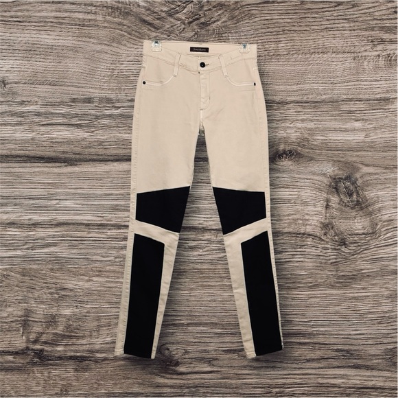 James Jeans Rare Two-Tone Emilia Biker Jeans Cream & Black Color Block Size 27 - Picture 2 of 10